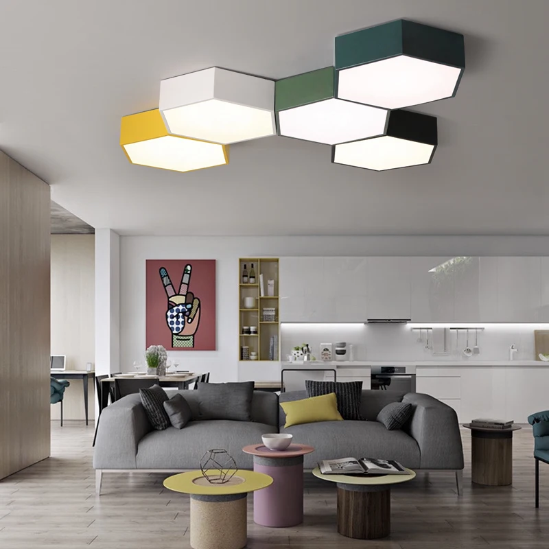 

Современная светодиодная потолочная лампа в виде Макарон с Сотами, круглый металлический светильник для гостиной, спальни, настенные бра зеленого цвета для ресторана