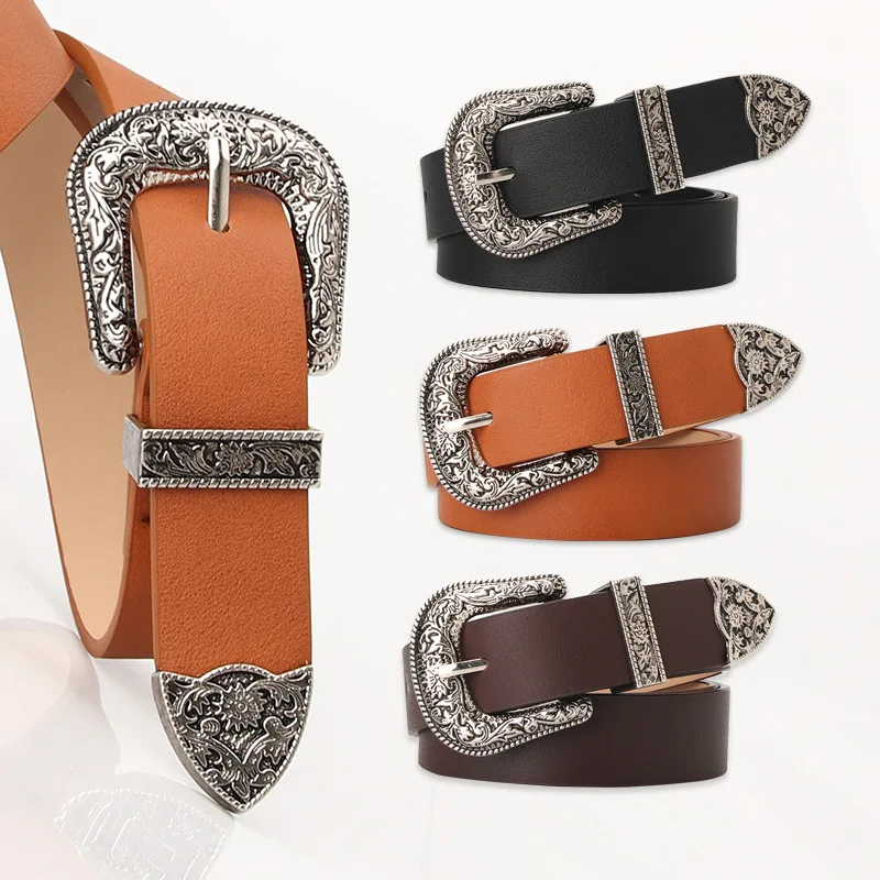 

2020 New Ladies Belt, All-match Fashion Carved Buckle Decorative Belt, Elegant Retro Pin Buckle Belt, Jeans Belt