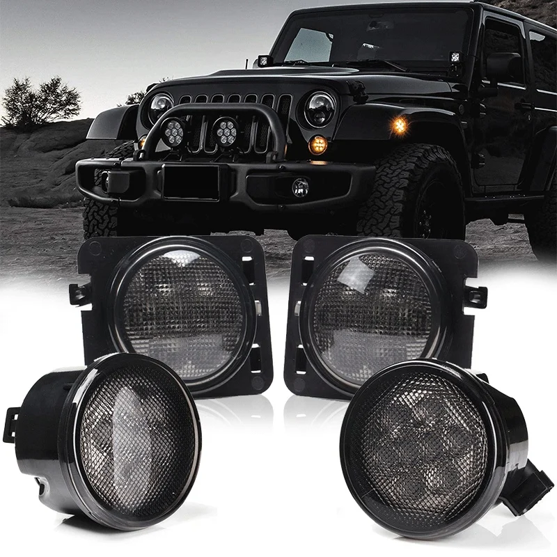 4Pcs LED Turn Signal+ Side Marker Fender Lights for Jeep Wrangler JK 2007-2017 | Автомобили и мотоциклы