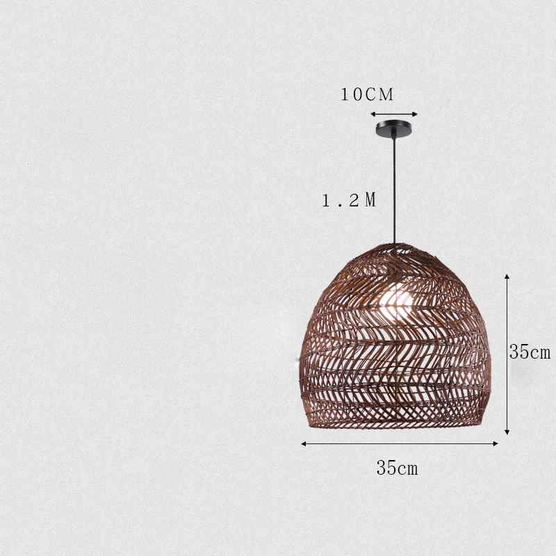 Креативные подвесные светильники из двойного ротанга, подвесной светильник в китайском стиле для дома, подвесные светильники для гостиной, лампы для бара, ресторана - Цвет корпуса: Brown Dia-35cm