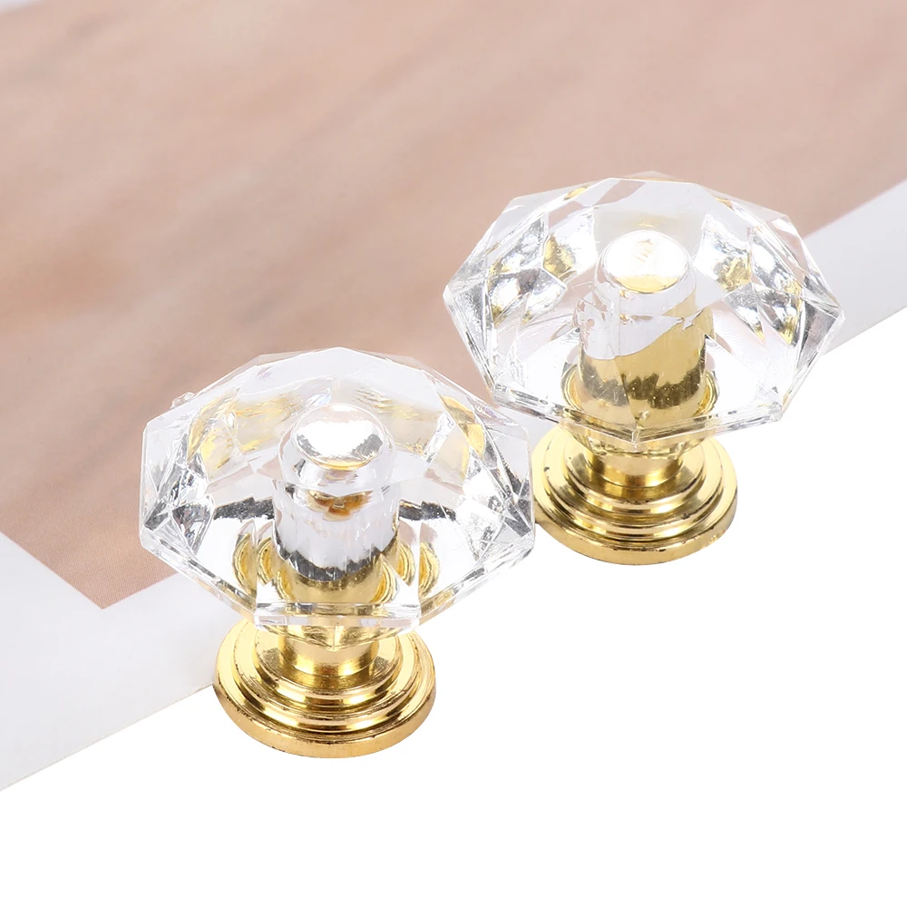 10 Uds acrílico Perillas de cristal tirador del cajón del armario perilla de manija de puerta en forma de diamante de la perilla de gabinete accesorio de muebles para el hogar sin tornillos