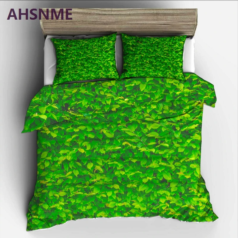 Ahsnme Piante Verdi King Ropa De Cama Foglie Verdi Foto Copripiumino Stampa Ad Alta Definizione Formato Multi-Paese Au/Ua/Eu/Ru