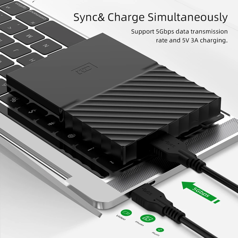 USB C к Micro 3,0 Шнур type C к Micro B кабель для быстрой зарядки USB Micro 3,0 к type C 5 Гбит/с супер скорость для HDD кабель для передачи данных