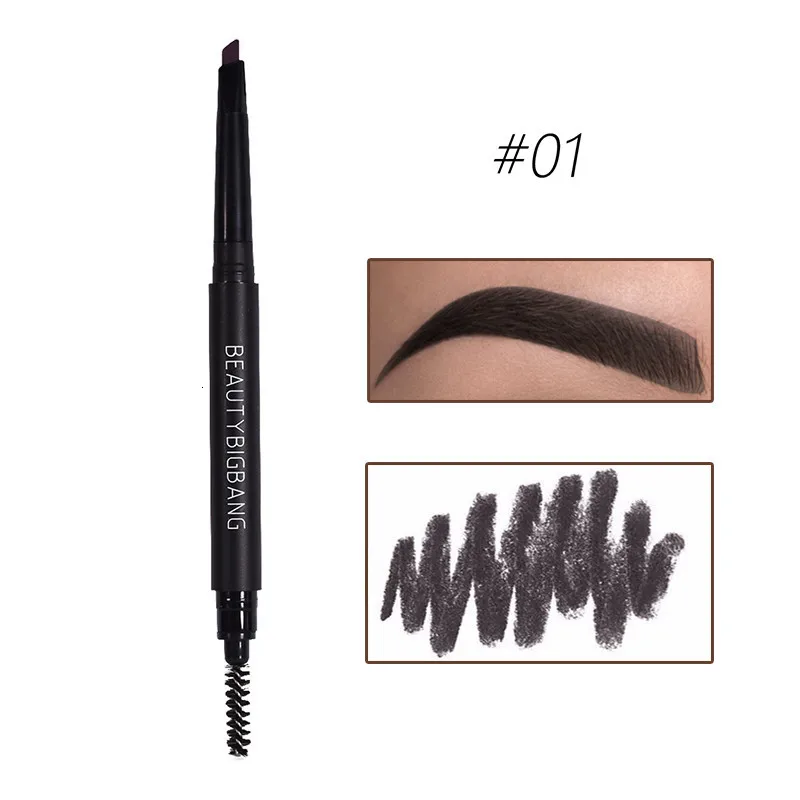 Beauty Big Bang карандаш для бровей, усилитель, натуральный, двухсторонний, черный, коричневый, серый цвет, водонепроницаемый карандаш для бровей, косметика, инструменты - Цвет: 01