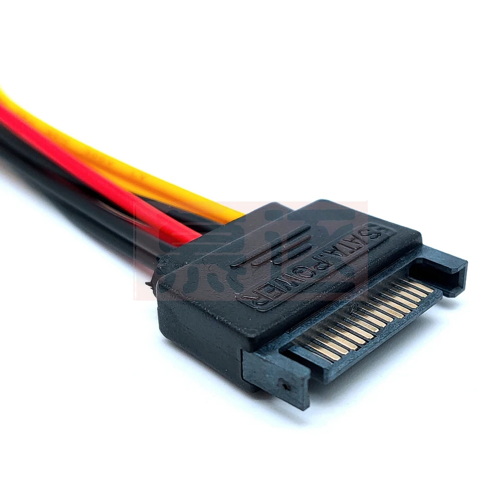 15Pin SATA Male to 4Pin IDE Molex Female + 15Pin SATA Female Power Cable 1pcs