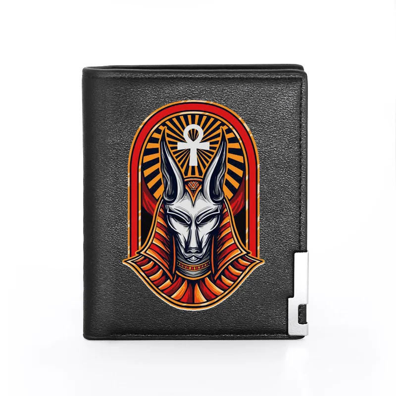 

Ancient Egypt Anubis Design Leather Wallet Classic Men Women Billfold Slim Credit Card/ID Holders Money Bag Male Short Purses