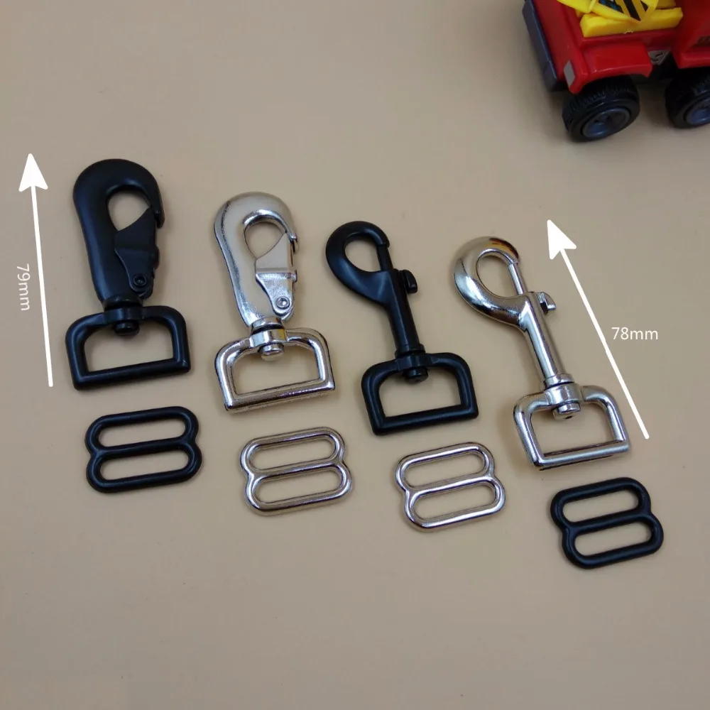 1" For 25mm Webbing 5Pcs Metal Swivel Clips Snap Hook+5Pcs Adjustable D Rings DIY Craft Leashes Bag Straps Accessories