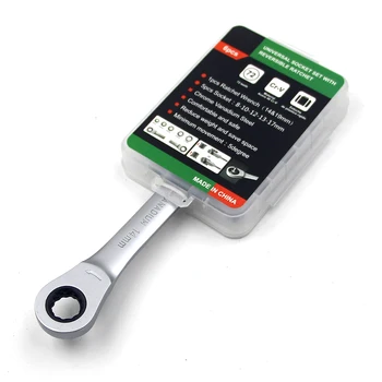 

7 In 1 Double Head Mechanic Universal Socket Set Wrench Tool Ratchet Wrench Reversible Ratchet Combination Spanner Set