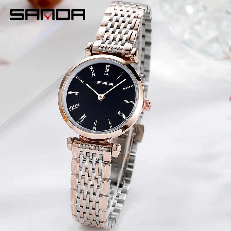 

Sanda New Watch Female Fashion Trend Simple Creative Diamond Dial Exquisite Ladies Stainless Steel Band Waterproof Watch