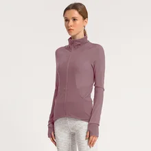 Спортивная куртка для фитнеса, женская осенняя и зимняя рубашка для йоги, с длинным рукавом, с отверстием для большого пальца, для тренировок, бега, для улицы, для спортзала, одежда на молнии