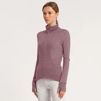

Fitness Sports Jacket Women Autumn & Winter Yoga Shirt Long Sleeves with Thumb Hole Workout Running Outdoor Gym Wear Zipper