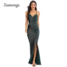 Ziamonga с высоким разрезом без спинки вечерние сексуальные платья для женщин Спагетти ремень Макси длинное облегающее платье летние элегантные вечерние платья