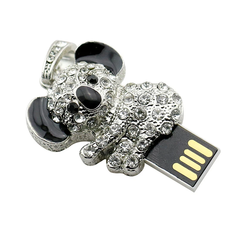 Флеш-накопитель Koala, металлический Usb флеш-накопитель, подарок, Usb флешка, 8 ГБ, 32 ГБ, 16 ГБ, 4 ГБ, 64 ГБ, 128 ГБ, флешка, Кристальное ожерелье, u-диск