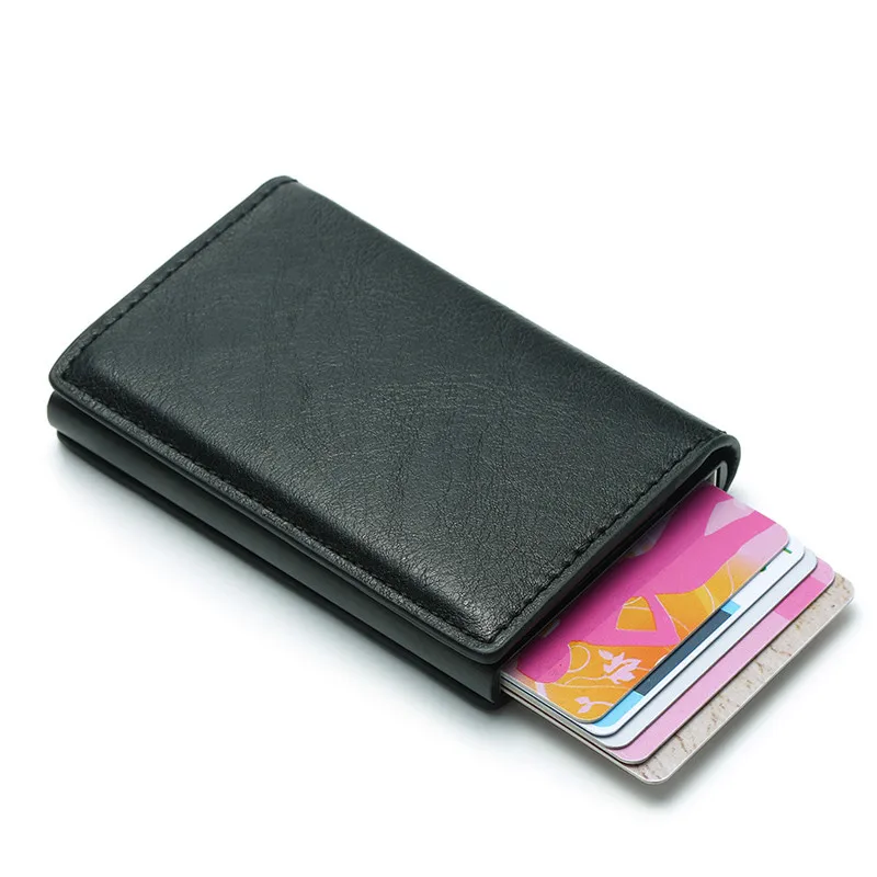 RFID визитница, мужские кошельки, сумка для денег, Мужской винтажный черный короткий кошелек, маленький кожаный бумажник, мини-кошельки, тонкие