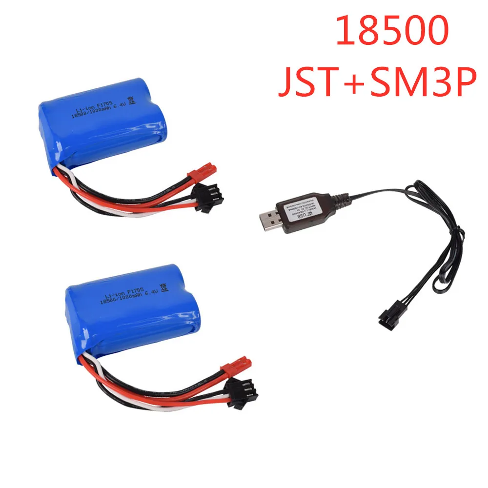 18500 6.4V 1000Mah Li-Ion Batteria Per Wltoys A303 A313 A323 A333 1/12 Giocattoli Di Rc Auto Batteria Jst-2P Trasporto Trasporto Libero