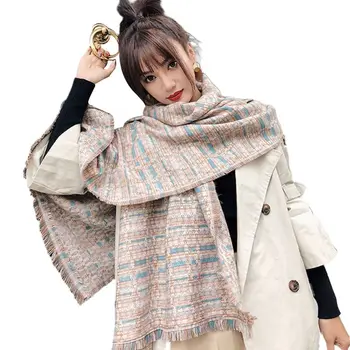 

Ladies Winter Pashmina Large Scarf Colored Plaid Stripes Tassels Warm Shawl Wrap