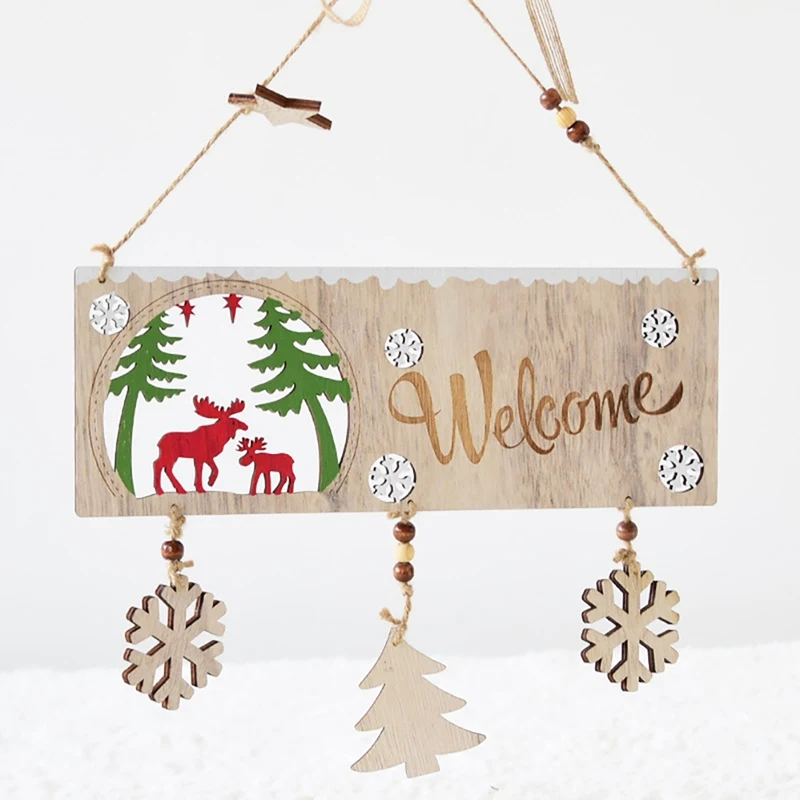 

Wooden Hollow Merry Christmas Sign With Hanging String For Xmas Tree Home Door Window Decor