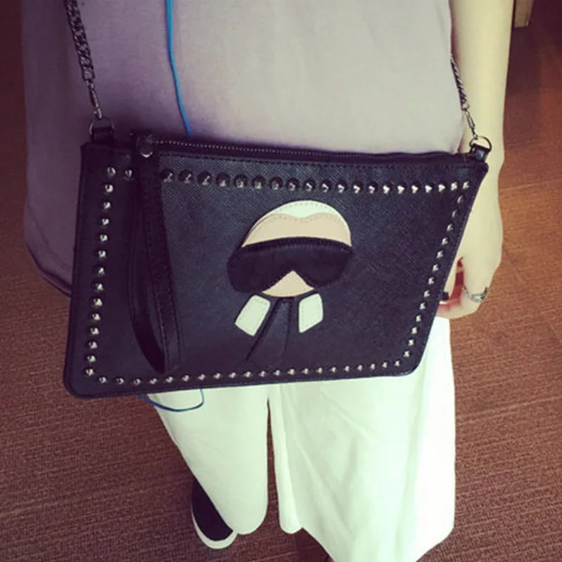 Najtaniej Damska marka nit kopertówki na co dzień wodoodporne PU skórzane torby kurierskie Vintage mała na ramię torba koperty damskie torebki