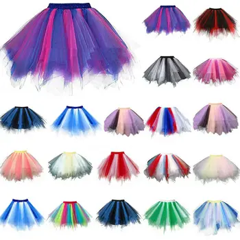 

Women High Waist Volie Skirts Sweet Ladies Multi-color Retro Ballet Dance Party Tulle Tutu Mini Skirt