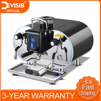 

DEVISIB Express Barista Coffee Machine Maker with Conical Grinder Milk Warmer Americano Maker with Bean Grinder and Milk Steamer