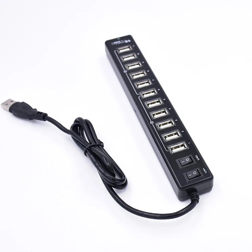 USB Hub 2,0 адаптер 12 портов с светодиодный выключатель питания для ПК ноутбука