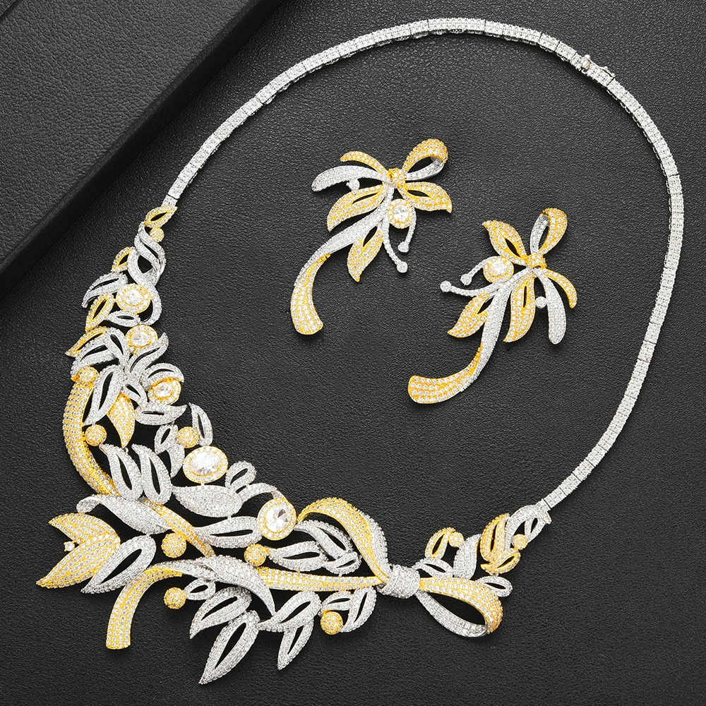 Hot Deal 0cc9 Indian Shiny Statement Flower 4 Pcs Jewelry Set