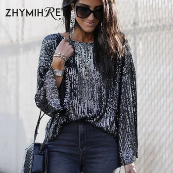 

Spring Festival 2020 release sequins long sleeve women's long sleeve T-shirt Light party T-shirt