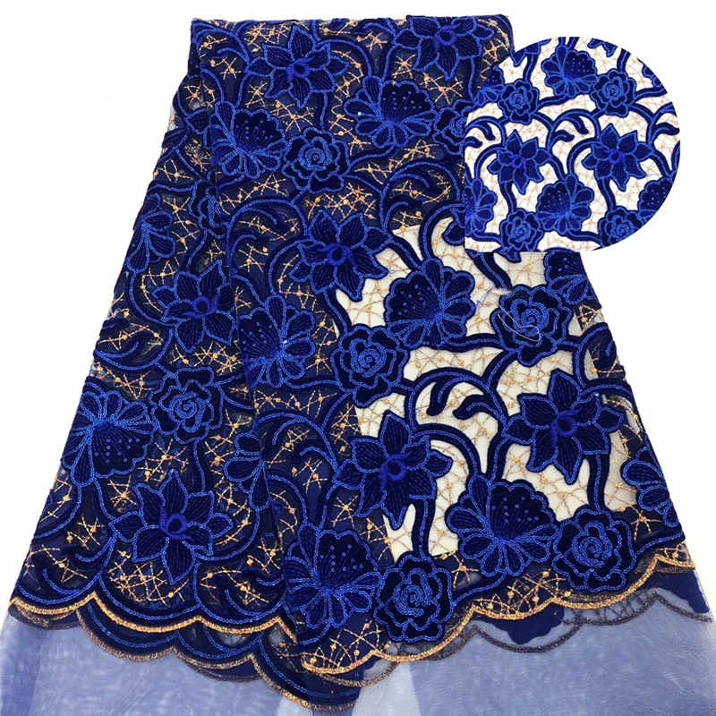 

Very soft Blue velvet Latest African Cord Lace Fabrics High Quality 2019 Nigerian Lace Fabric For Wedding African Lace Fabric