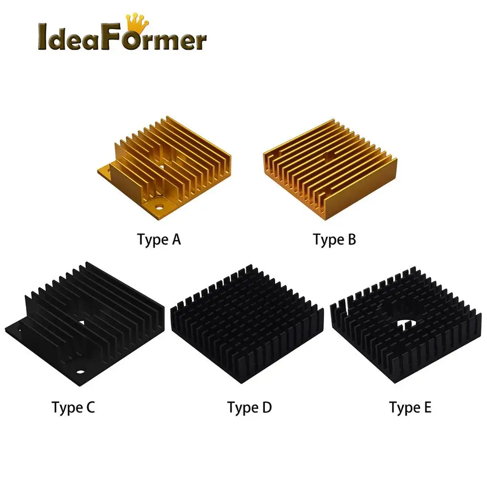 

1PC MK7 MK8 Heat Sink 3D Printer Parts Cooler Aluminum Radiator Black/Golden Radiator 40*40*11mm For MK MK7 / MK8 Extruder Parts