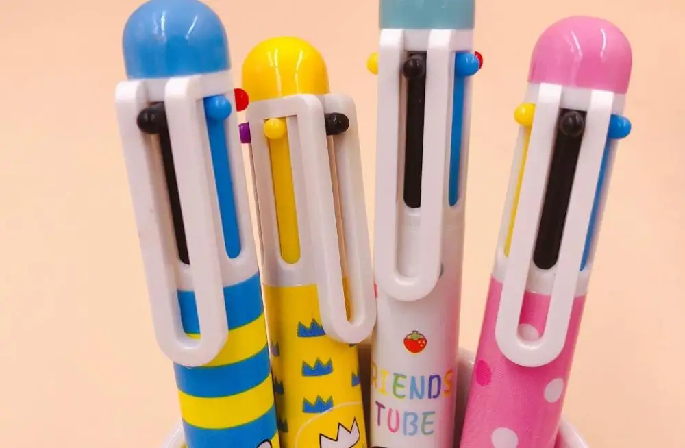 multicolor 6 color animal ballpoint pen cartoon stationery prize kawaii school gift pen office blue roller writing pen 40pc/lot