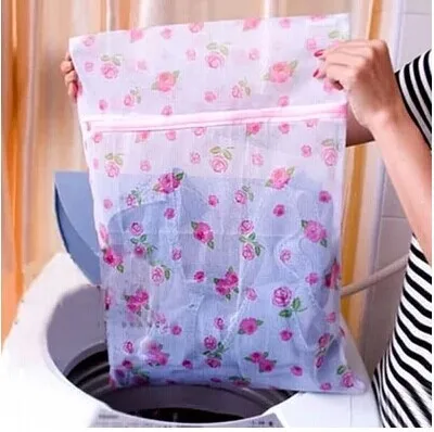 Household South Korea Quality Printed Nylon Fine Mesh Laundry Net Bag Bra Underwear Protective Laundry Bag Wholesale