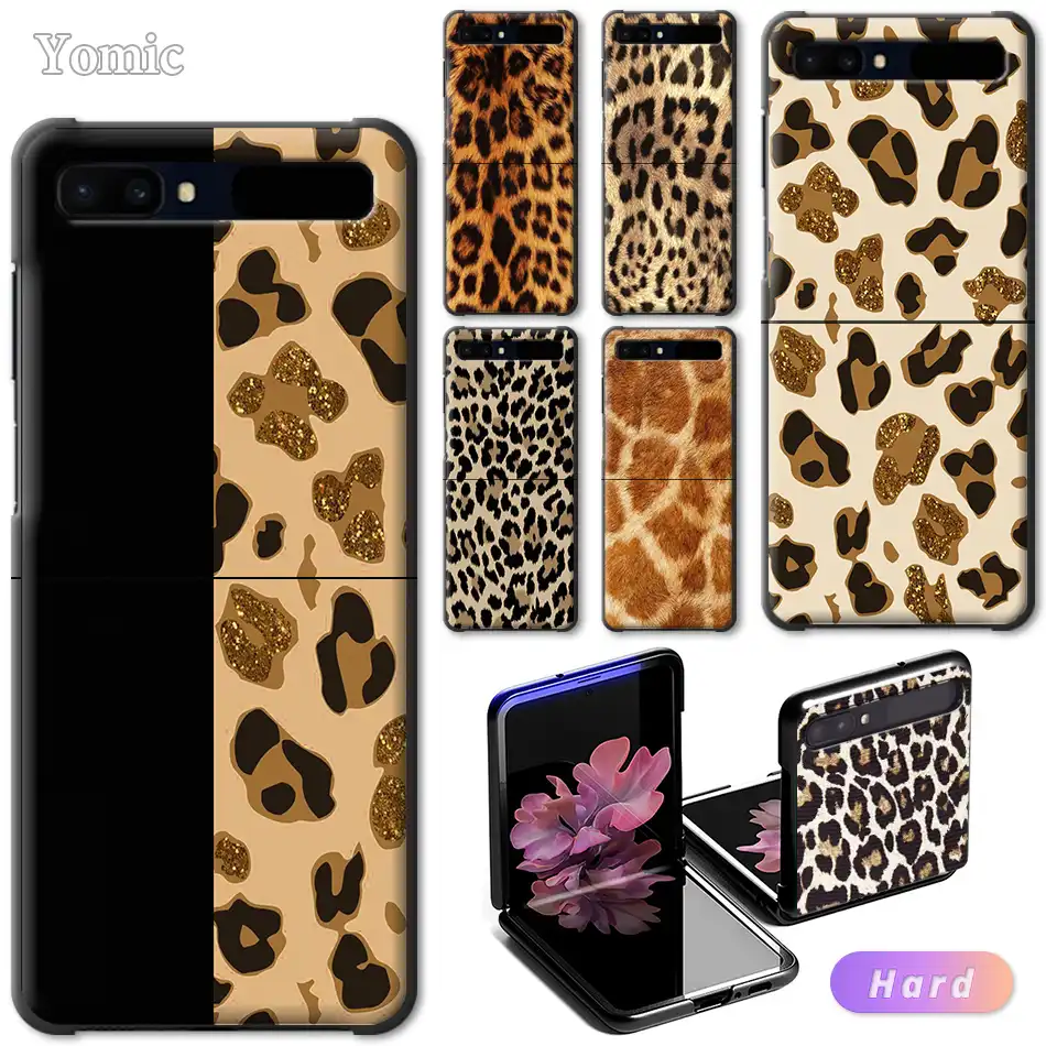 Leopard Print Hard Case For Samsung Galaxy Z Flip 6 7 Black Shell Bumper For Galaxy Zflip Pc Mobile Phone Cover Coque Phone Case Covers Aliexpress