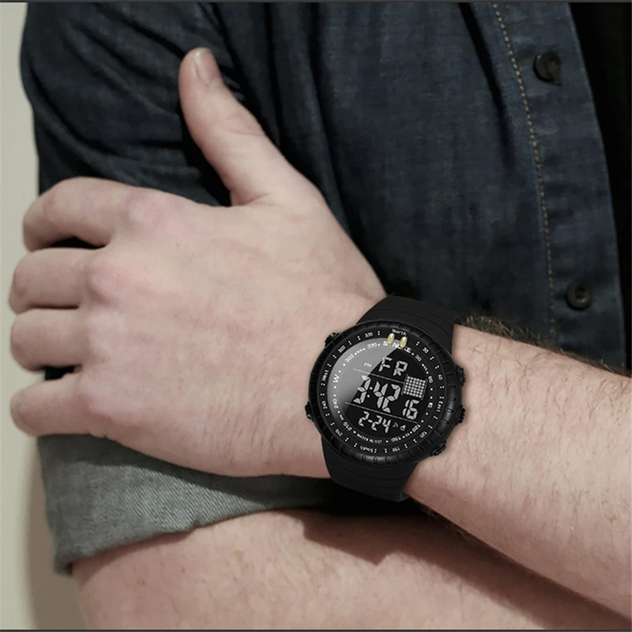 2021 New Men's Digital Watch Men Sports Watches Dual Time Pedometer Alarm Clock 50M Waterproof Military Watch Relogios Masculino