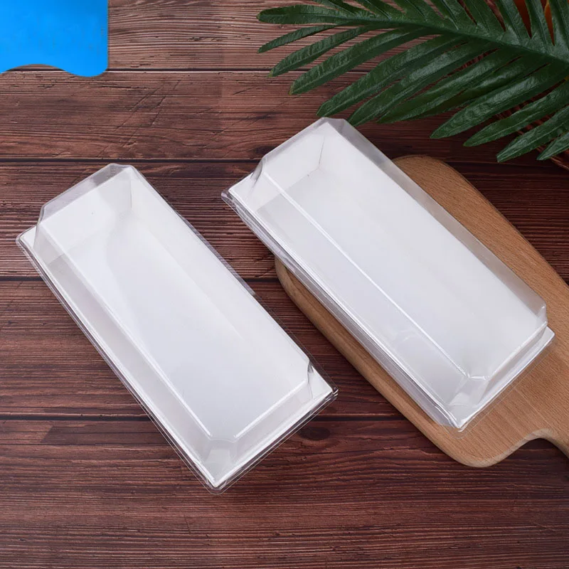 

White Cardboard Cake Boxes with Clear PVC Lid Disposable Take Out Box for Food Bread Sandwich