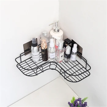 

Bathroom Accessories Punch Free Corner Bathroom Shelf Bathroom Fixtures Wrought Iron Storage Rack Kitchen Tripod Wall Shelf