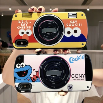 

Cute Cartoon Sesame Street Phone Case, Suitable For IPhone 11 Pro XS Max XR 6 7 8plus Ring Bracket Silica Gel Mobile Back Cover