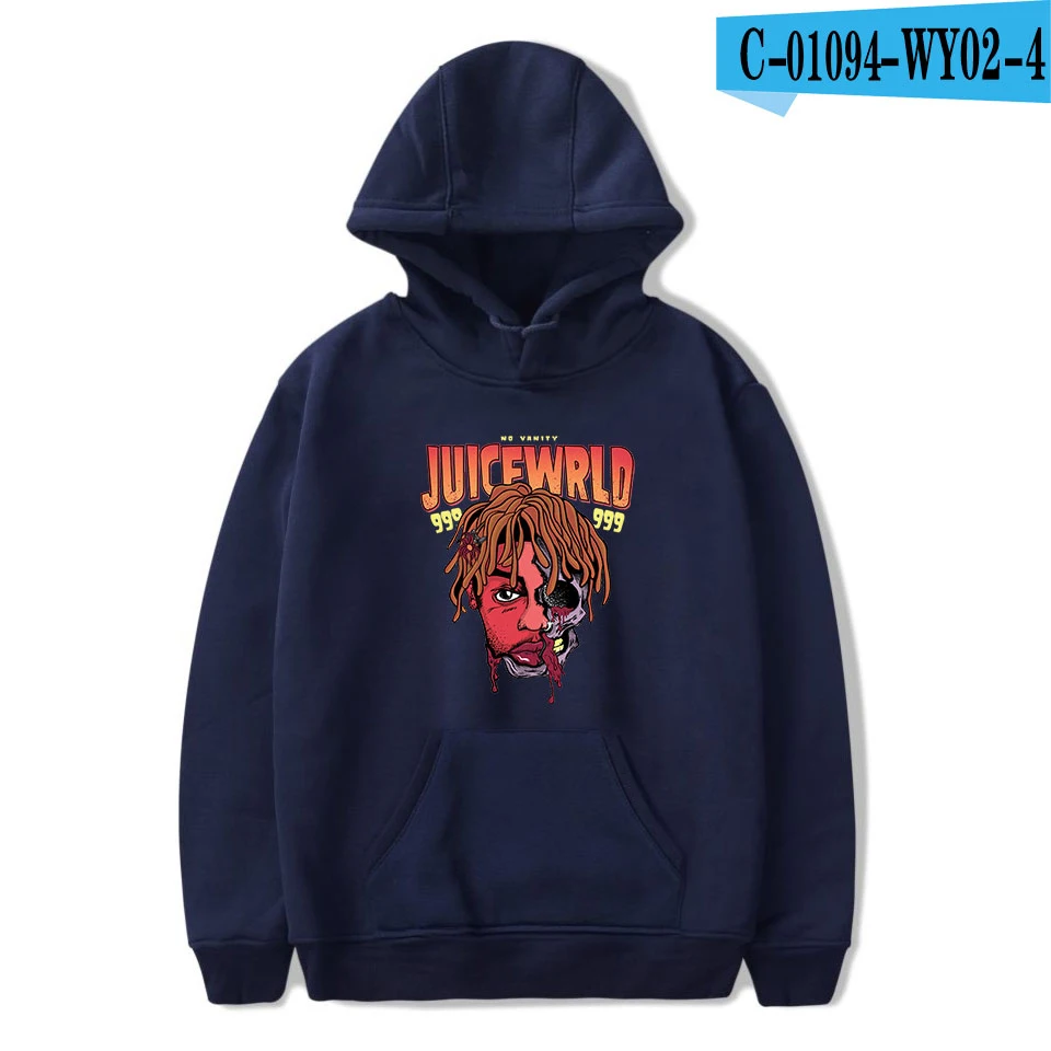 Толстовки, Толстовка Juice wrld Harajuku, толстовки, теплые, мягкие, мужские/женские, 6 цветов, толстовки, Толстовка размера плюс, топы - Цвет: Navy
