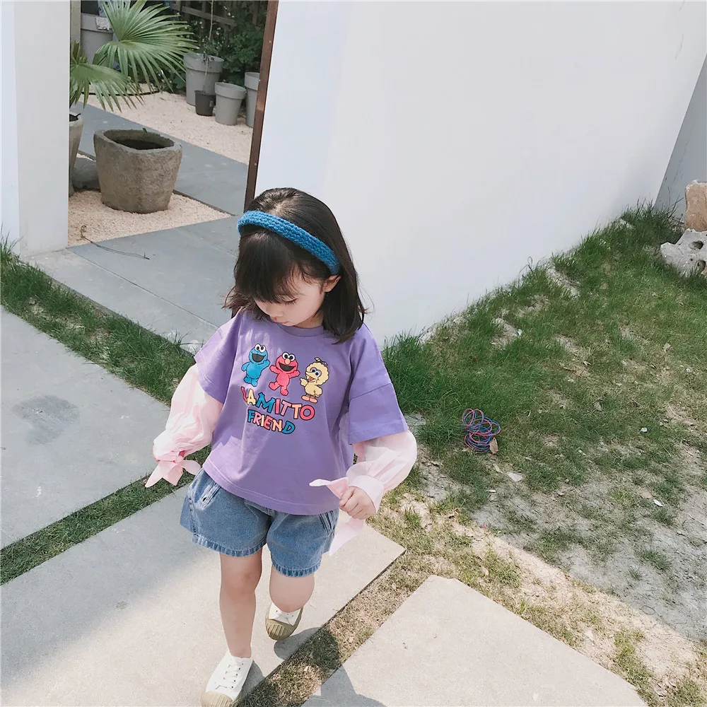 Tonytaobaby/Новая Осенняя детская одежда для маленьких девочек; футболка с длинными рукавами и рисунком для девочек