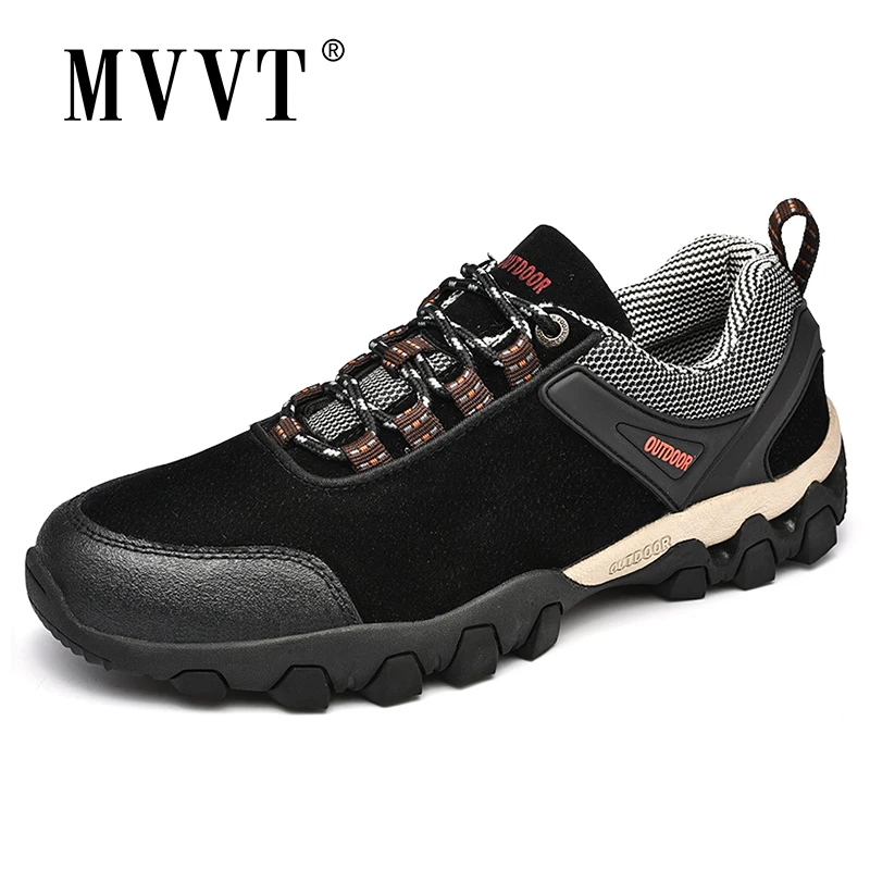 

New Lace-Up Suede Leather Men Hiking Shoes Light MD Male Sneakers Men Outdoor Trekking Shoes Sports Large Size