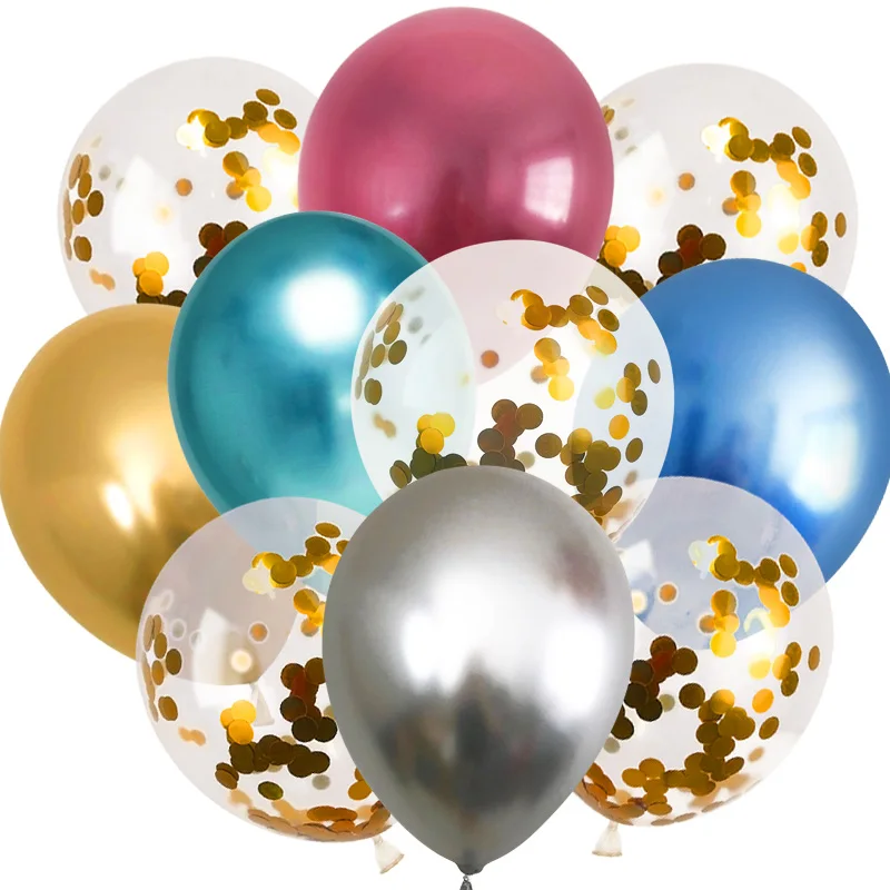 10Pc, 12 Pouces Chrome Métallique Latex Ballons Joyeux Anniversaire Motif  Imprimé Ballon Hélium Métal Globos Décorations De Fête D'anniversaire -  Temu France