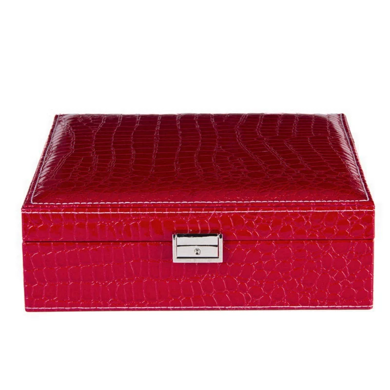 

LASPERAL Makeup Storage Box PVC Leather Fashion Retro Jewelry Box Holder Large Capacity Square Jewelry Accessorie Case Organizer
