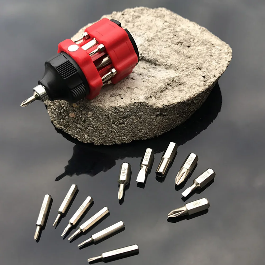 13 In 1 Portable Repair Outdoor Magnetic Mini Chrome Vanadium Steel Screwdriver Set Multi Bits Car With Storage Case Hand Tool