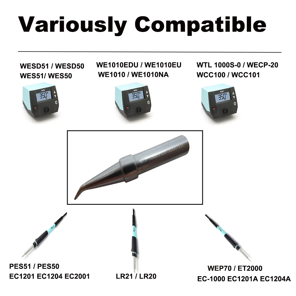 ShineNow Soldeirng Tips Replacement for Weller WES51 WESD51 WE1010NA WCC100 PES51 ET Tip Set