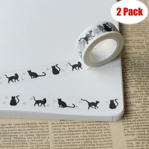 

2Pcs Cat DIY Self Adhesive Washi Masking Tape Sticker Craft Decor Decorative Cute Animal Scrapbooking Masking Tapes