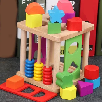 

Geometric Shape Matching Blocks Child Educational Cube Bricks Colorful Animal Sorting Box Baby Intelligence Toy Building Blocks