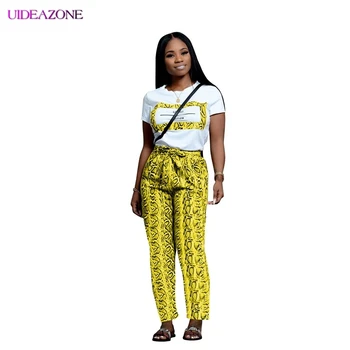 

2019 Autumn New Women Outfit Set Fashion Snake Skin Print Two Piece Set O Neck Tshirts And Straight Pants Suits Mujer