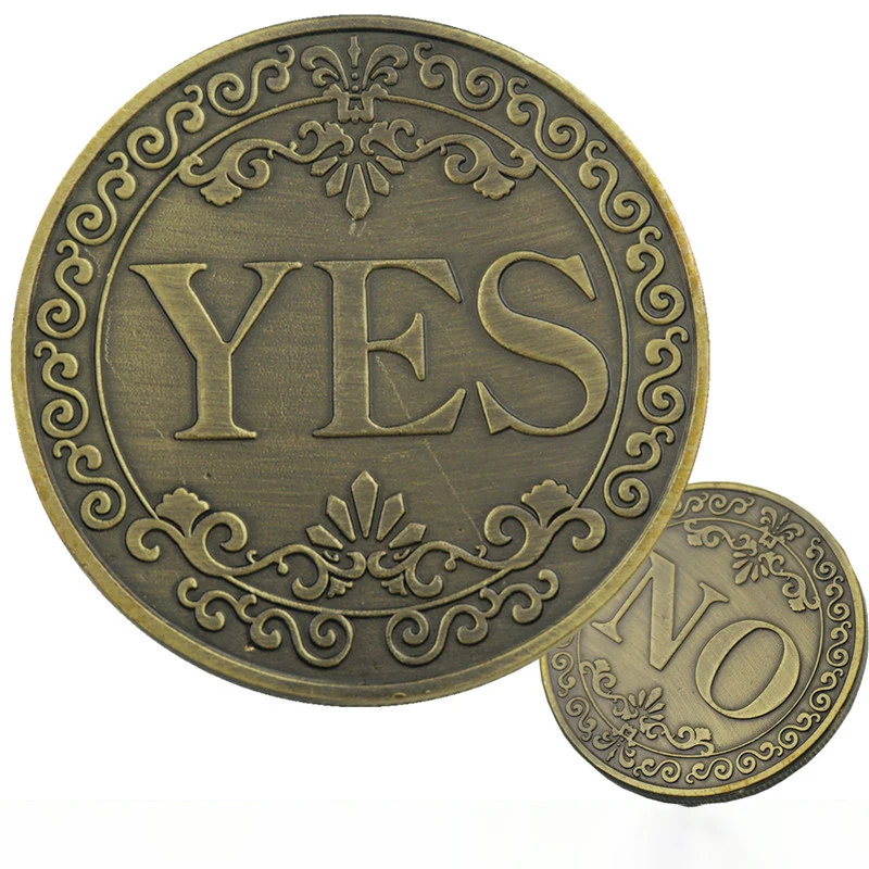 

YES or NO Commemorative Coin Floral YES NO Letter Coin Classic Magic Tricks TOYS