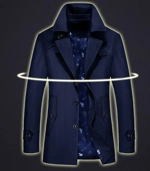 Men Trench Men Trench Jacket Men Fashion Brand Slim Fit Solid Color Lapel Long Overcoat Casual Trench Coat Male Jacket Thin