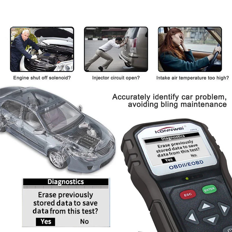 Двухцветный дополнительный KONNWEI KW818 OBD Код двигателя считыватель автомобиля диагностики неисправностей сканер тестер код считыватель инструмент