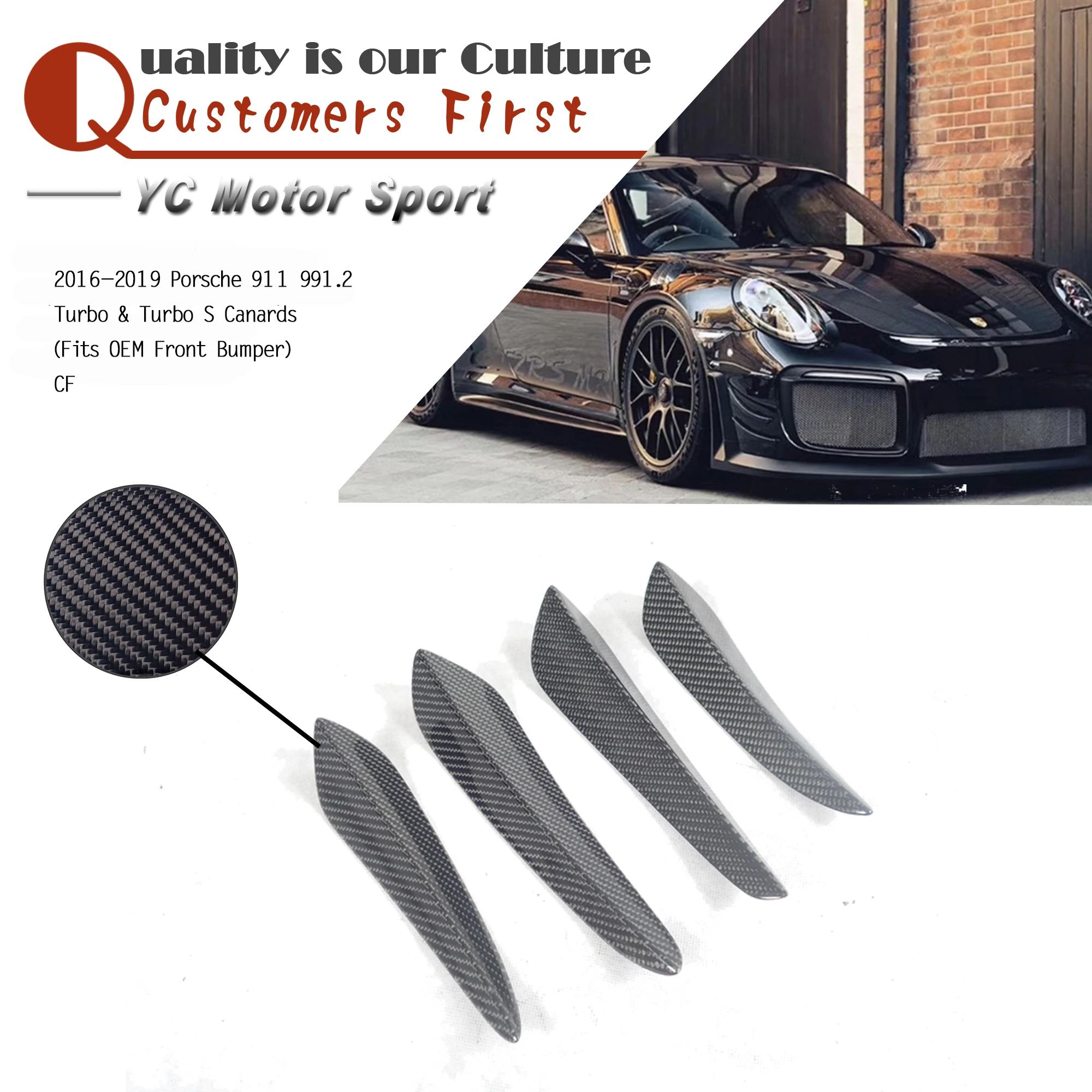 

Автомобильные аксессуары, уголки из углеродного волокна, подходят для 2016-2019 911 991,2 Turbo & Turbo S Canards (подходят для передний бампер OEM)
